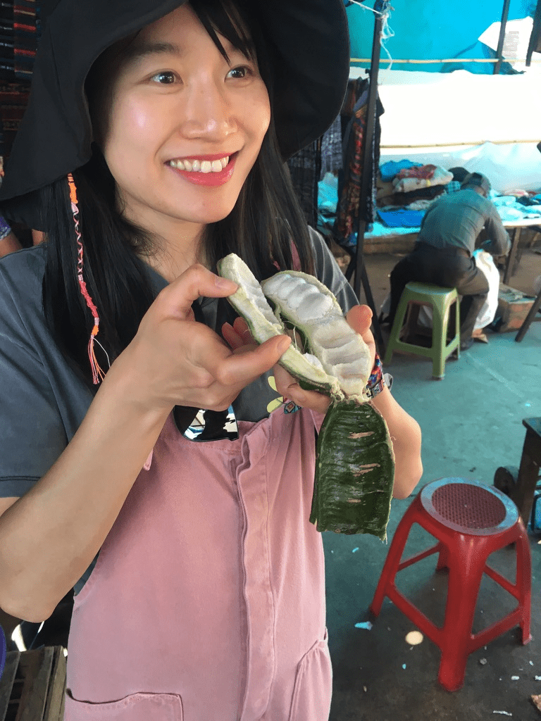 Tasting local flavors at the market.