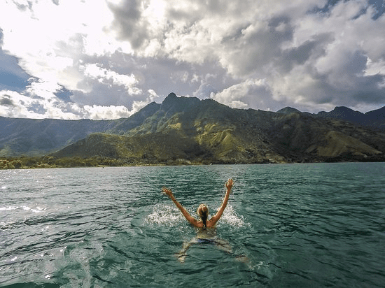 Swimming in Santa Cruz La Laguna.