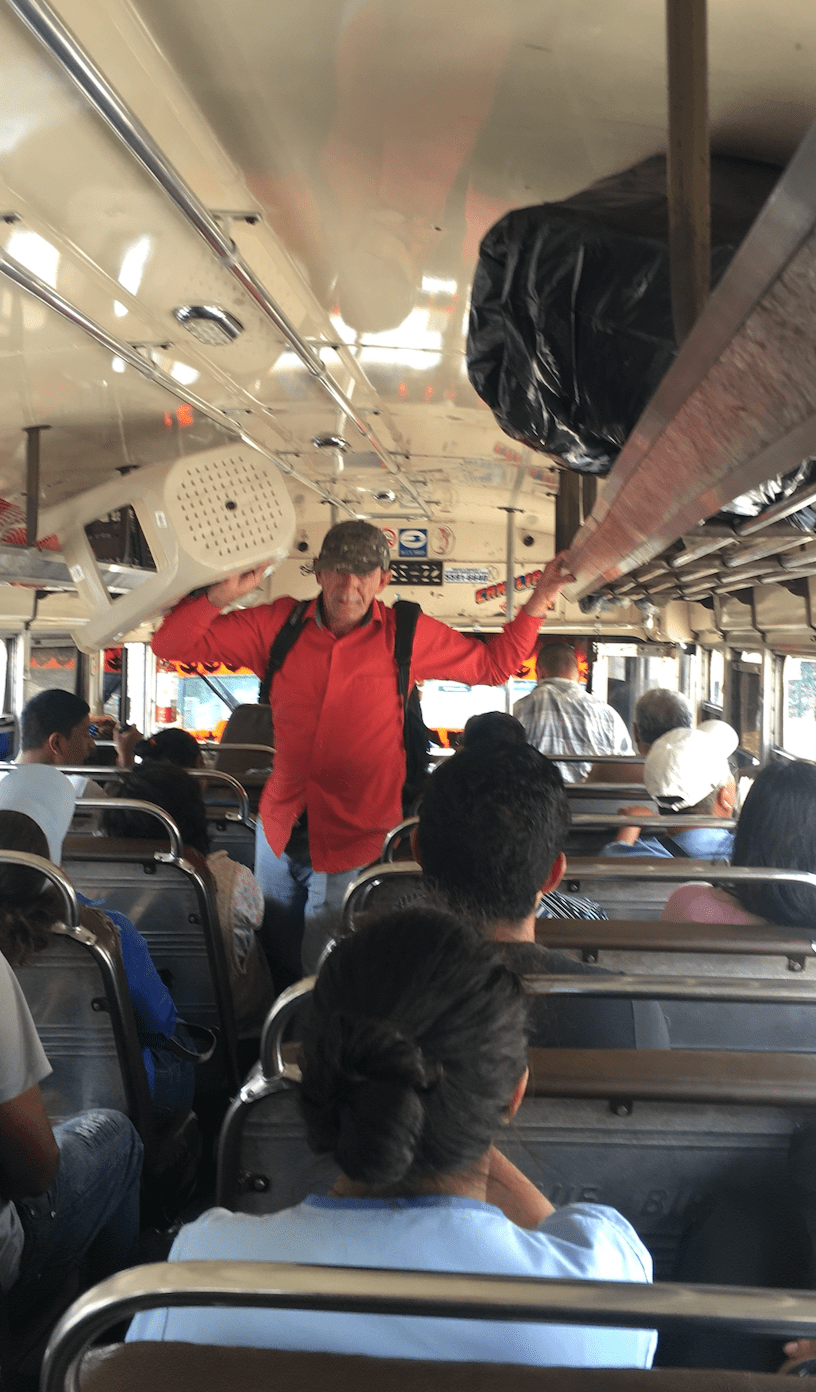 Chicken buses are inexpensive, but not particularly comfortable.
